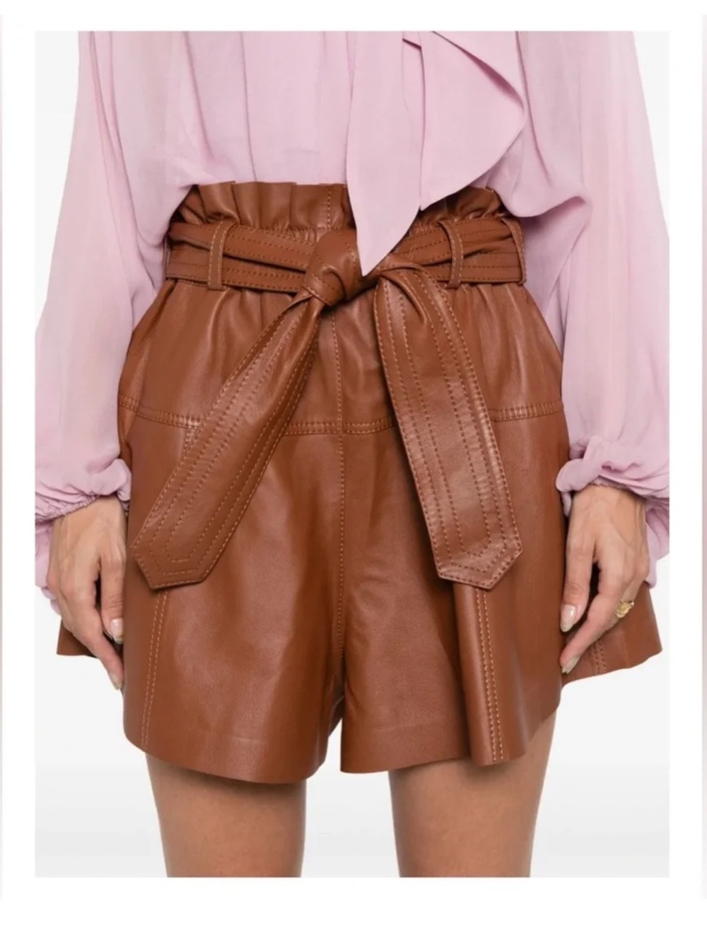 Zimmermann High-Waist lamb skin Paperbag Skirt - Picture 4 of 5